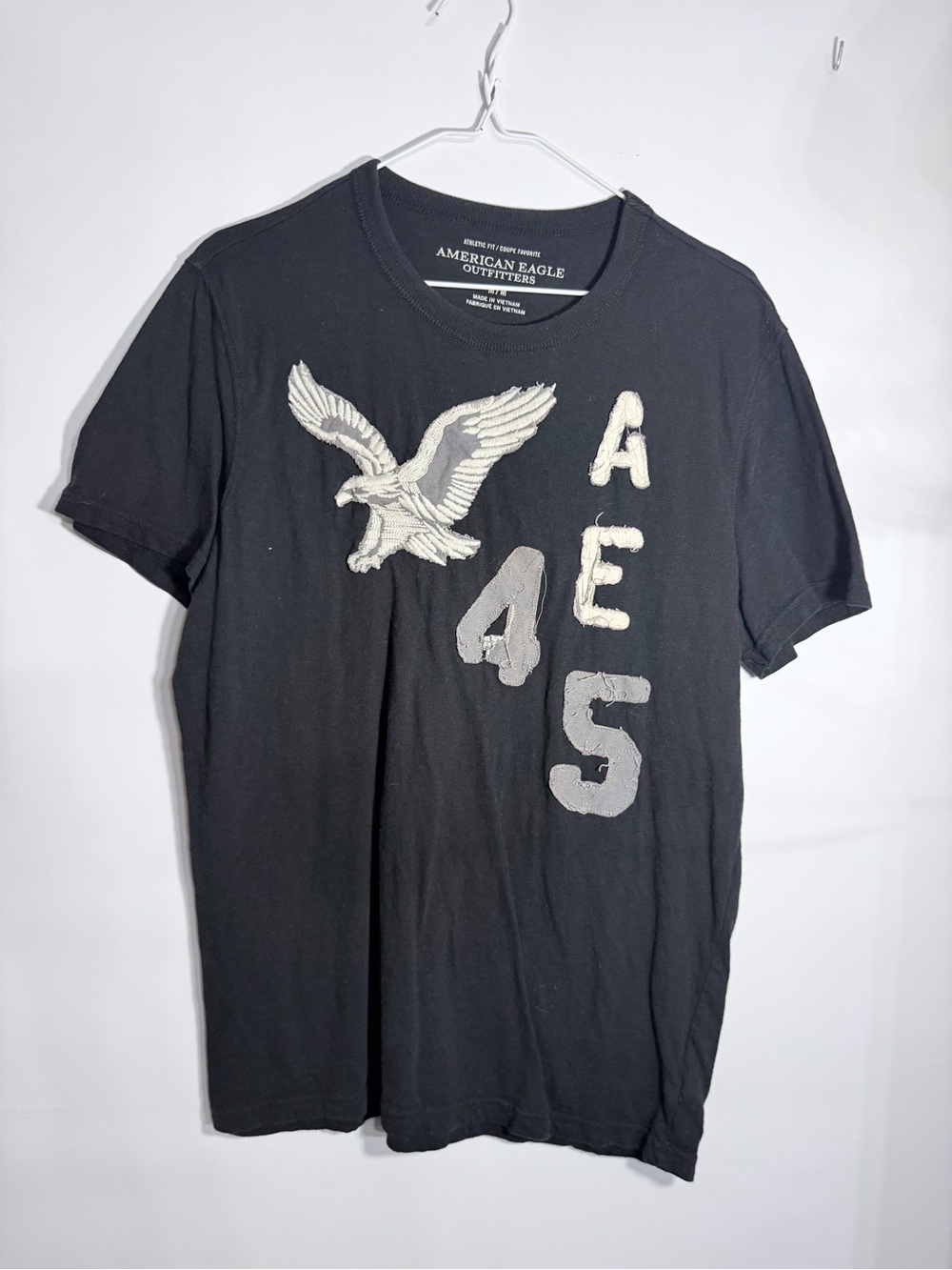 American Eagle Outfitters Black Short-Sleeve Eagle Patch Tee